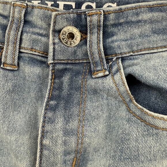 GUESS‎ 90s Y2K Trendy Vtg Light Colored Jeans Girls Size 8 Cuffed Pants Logo - Picture 5 of 11